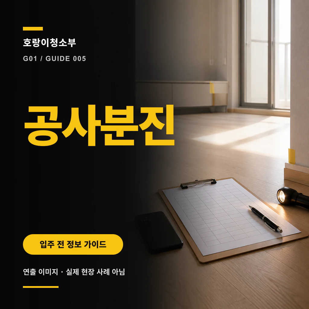 공사실 문턱에서 비공사실까지 분진 관찰점을 표시한 정사각형 안내 이미지